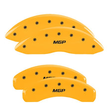 Load image into Gallery viewer, MGP 4 Caliper Covers Engraved Front &amp; Rear MGP Yellow Powder Coat Finish Black Characters