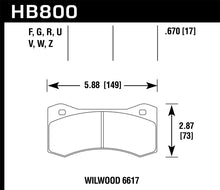 Load image into Gallery viewer, Hawk Wilwood 17mm 6617 Caliper HP Plus Brake Pads